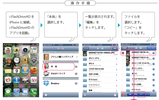 「iデバイス」内のカメラロールの